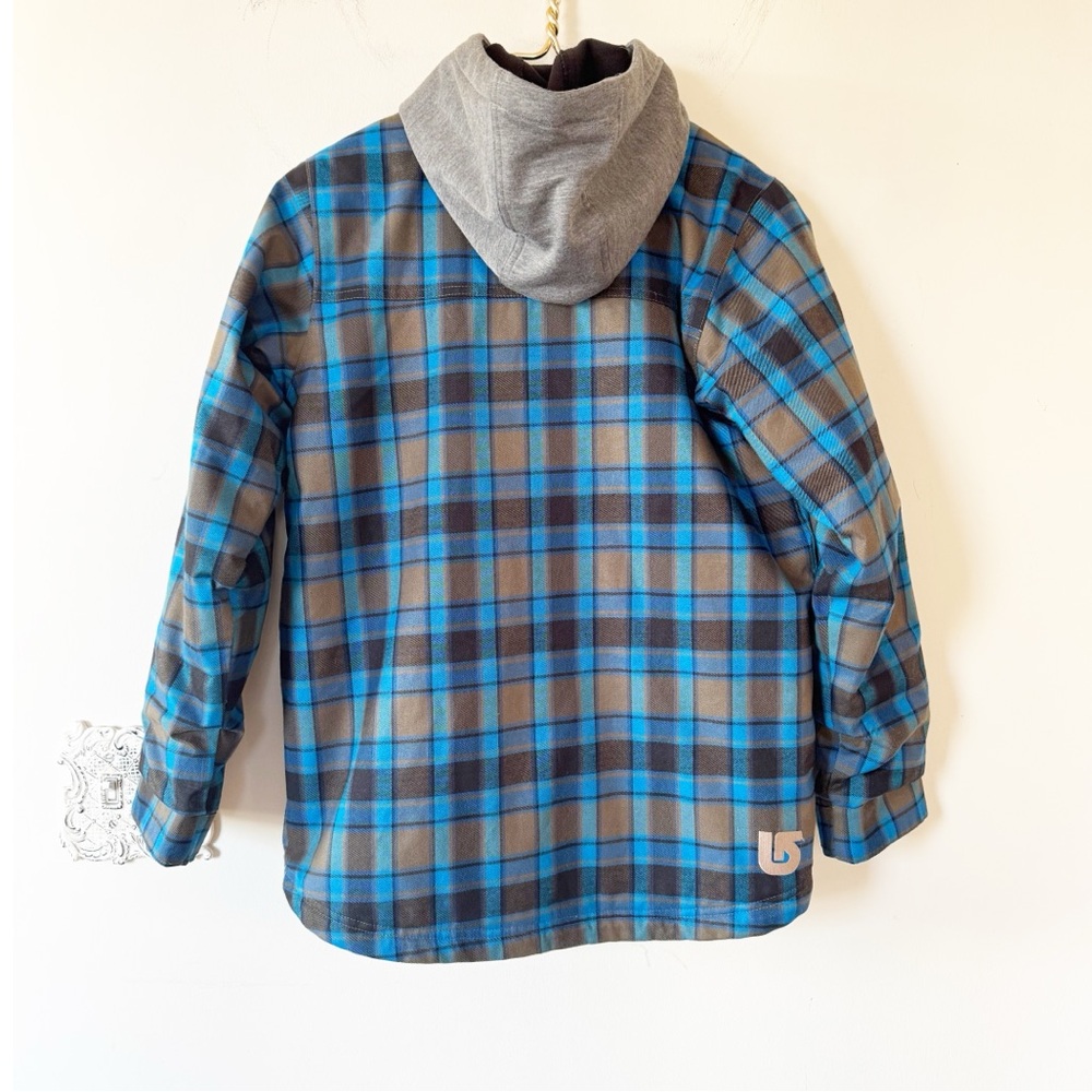 Burton Uproar Blue and Black Plaid Hoodie Shacket Snowboard Jacket M 10/12 - Picture 2 of 11